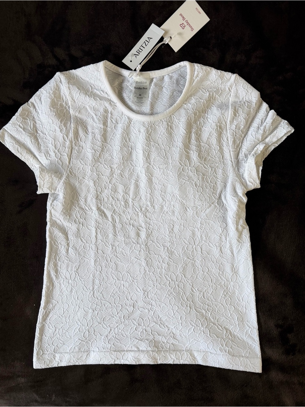 Aritzia White Floral Short Sleeve Tee - Brand New with Tags